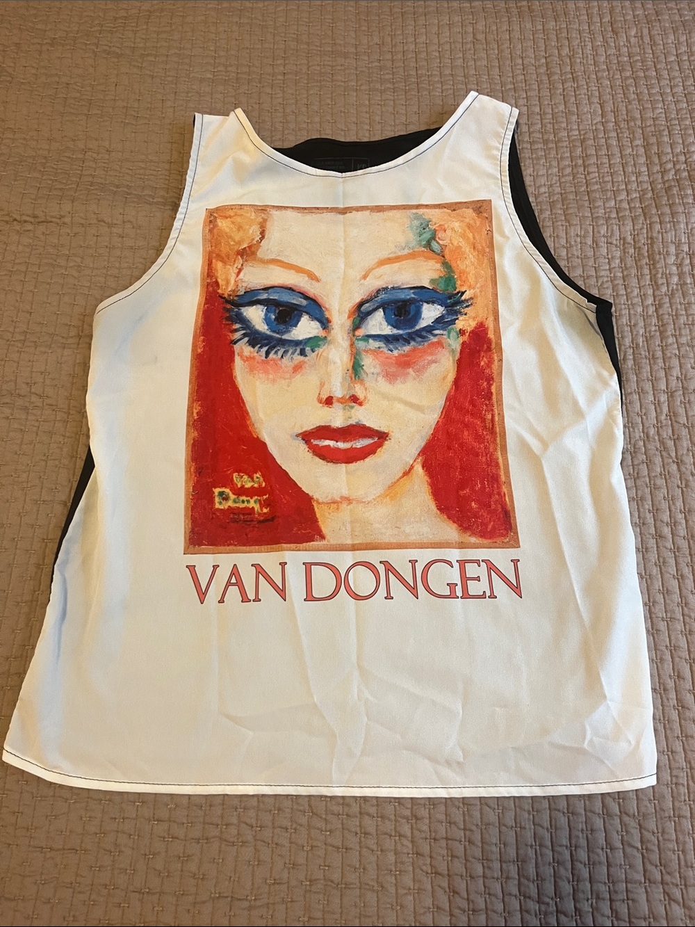 Van Dongen Art Print Tank Top - White with Red & Blue Graphic